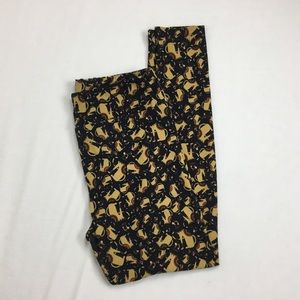 LuLaRoe Black Leggings w/Beige Cat Print Sz Tall …